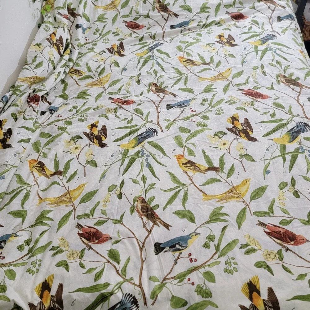 Pottery Barn Spring Sparrow Duvet Cover Only Full Queen EUC Birds Botanical 2010